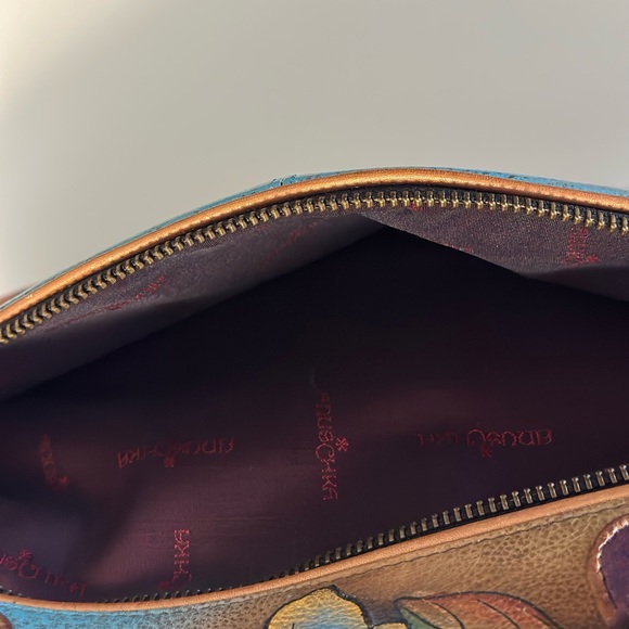 Anuschuka Hand Painted Large Dome Satchel Handbag Love Birds & Florals - Picture 12 of 15